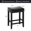 Furniliving Bar Stools Set of 4, 25.7 inch Counter Height Bar Stools,Upholstered Kitchen Barstools with Solid Wooden Legs, Saddle Stools for Kitchen Island, Bar, Cafe, Black view 3