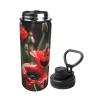 Beautiful Red Poppy Flower Print 18 Oz Stainless Insulation Water Bottle,Sports Bottle, For Workout And Sports view 2