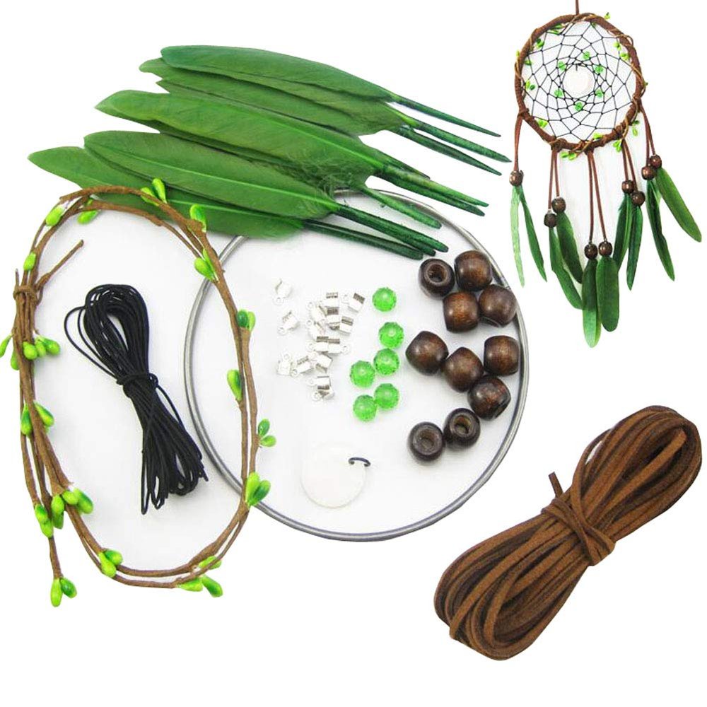 RYZGOJV DIY Dream Catcher Craft Kit Catch Your Dream Kill Time Toy Gifts-Green