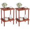 Apicizon 2 Tier End Table Set of 2, Small Side Table with Solid Wood Legs, Boho Bedside Table with Storage Shelf, Nightstand for Small Spaces, Bedroom, Living Room, Entryway, Vintage Brown view 1