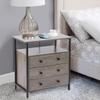 Edbuosy 3 Wooden Drawers Night Stand, 27 Inch Wide Nightstand with Charging Station and Adjustable Drawers, Small Dresser for Closet, Bedside Table for Living Room/Bedroom/Office, Gray. view 2