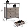 Edbuosy 3 Wooden Drawers Night Stand, 27 Inch Wide Nightstand with Charging Station and Adjustable Drawers, Small Dresser for Closet, Bedside Table for Living Room/Bedroom/Office, Gray. view 3