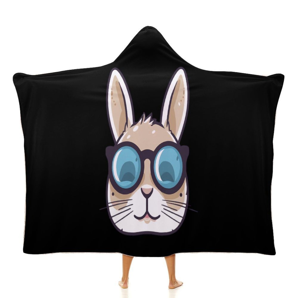 Bunny Rabbit Wearable Hooded Blanket Warm Cozy Blanket Oversized Throw Cape for Bed Sofa 60"x80"