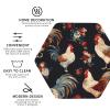 Coasters for Drink Leather Coasters Set of 4 French Roosters Coffee Cup Mat Hexagon Tabletop Protection Mat for Bar Decorate Cup pad for Coffee Table Kitchen Dining Room view 3