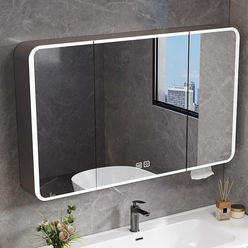 Bathroom Medicine Cabinet With LED Lights And Mirror,lighted Medicine Cabinet With Defogger,bathroom Organizer,lighted Medicine Cabinet With Mirror,medicine Cabinet Organizer With Tissue Dispenser Hol