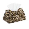 Tissue Box Cover Double Sided Leather for Desk Home spa Office Bathroom, Bedroom Vanity Countertop Night Stands Desk Car Leopard Pattern Printing view 1