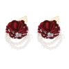 PATIKIL Rose Bridesmaid Wrist Flower, 2 Pack Artificial Rose Flower Wrist Corsage Bride Wrist Corsage for Wedding Party Ceremony, Burgundy view 1
