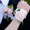 PATIKIL Rose Bridesmaid Wrist Flower, 2 Pack Artificial Rose Flower Wrist Corsage Bride Wrist Corsage for Wedding Party Ceremony, Burgundy view 4
