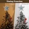 Lewondr Christmas Star Tree Topper, Metal Frame Tree Topper Star with 15 Warm Light Beads, USB Powered & Remote Control Tree Topper with Lights 6H Timer, Xmas Tree Decor for Holiday Home Decoration view 3