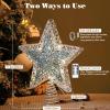 Lewondr Christmas Star Tree Topper, Metal Frame Tree Topper Star with 15 Warm Light Beads, USB Powered & Remote Control Tree Topper with Lights 6H Timer, Xmas Tree Decor for Holiday Home Decoration view 4