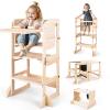 Woodure 6 in-1 Toddler Kitchen Step Stool with Wooden Stool, Foldable Learning Standing Tower with Blackboard & Feeding Tray, Wooden Kitchen Stool Helper for Kids, 1-3 Year Old Boy Girl Gifts view 1