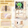 Woodure 6 in-1 Toddler Kitchen Step Stool with Wooden Stool, Foldable Learning Standing Tower with Blackboard & Feeding Tray, Wooden Kitchen Stool Helper for Kids, 1-3 Year Old Boy Girl Gifts view 2