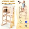 Woodure 6 in-1 Toddler Kitchen Step Stool with Wooden Stool, Foldable Learning Standing Tower with Blackboard & Feeding Tray, Wooden Kitchen Stool Helper for Kids, 1-3 Year Old Boy Girl Gifts view 3