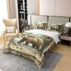 Castle Fairy Hunting Bear Duvet Cover Natural Jungle Trees Bedding Set for Kids Teens Room Decor Wild Animal Comforter Cover Rustic Farmhouse Quilt Cover Full Size,2 Pillowcases,No Comforter view 2