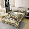 Castle Fairy Hunting Bear Duvet Cover Natural Jungle Trees Bedding Set for Kids Teens Room Decor Wild Animal Comforter Cover Rustic Farmhouse Quilt Cover Full Size,2 Pillowcases,No Comforter view 3