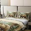 Castle Fairy Hunting Bear Duvet Cover Natural Jungle Trees Bedding Set for Kids Teens Room Decor Wild Animal Comforter Cover Rustic Farmhouse Quilt Cover Full Size,2 Pillowcases,No Comforter view 4