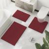Bathroom Rugs Sets 3 Piece, Extra Soft Absorbent Chenille Bath Rugs, Non Slip Rubber Backing Machine Washable Quick Dry Bath Mats for Bathroom Floor, Tub, Shower, Home Decor Accessories, Burgundy view 2