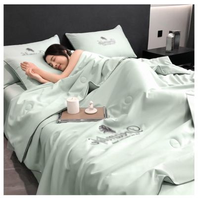 YySXIQ Ice Silk Quilt, Summer Simple Ice Silk Quilt, Duvet Cover Ice Silk Thin Quilt, Cool and Comfortable Washable Ice Silk Simple Air Conditioning(Color:D,Size:150x200cm), 610038