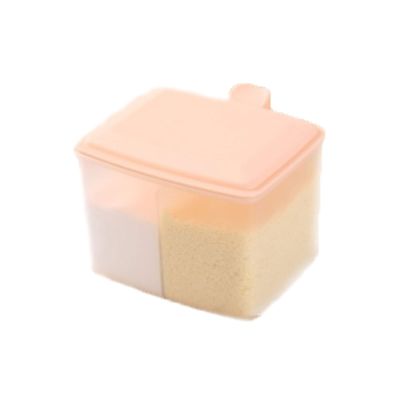 Generic Spice Racks Kitchen Seasoning Box All-in-one Square Double-grid Seasoning Jar with Spoon Storage Seasoning Box Can Round Seasoning Box