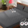 Heated Mattress Pad King Size Quilted Zone Heating Electric Bed Warmer Comfort Heat Mattress Pad Cover Dual Controller10 Heat Setting | 1-12 Hours Auto Shut Off | with 8-21 Inch Deep Pocket Gray view 1