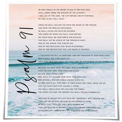 Shesinee Psalm 91 Poster Scripture Wall Art Bible Verse Quotes Wall Decor Religious Posters Art Prints for Living Room Decoration Home (20.00''x30.00'',Unframed)