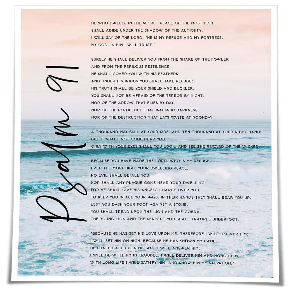 Shesinee Psalm 91 Poster Scripture Wall Art Bible Verse Quotes Wall Decor Religious Posters Art Prints for Living Room Decoration Home (20.00''x30.00'',Unframed)