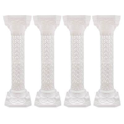 4Pcs Wedding Roman Column Pillars Set Wedding Landscaping Roman Pillar Event Decorative Column for Wedding Party Gardens, Patios Courtyards Churches Decor, White