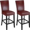 BAXMUY Set of 2 Counter Height Bar Stools, Wine Red Faux Leather with Back, Solid Wood Legs Bar Chairs, 25.6" Seat  Ideal for Kitchen Island or Home Bar view 1