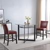 BAXMUY Set of 2 Counter Height Bar Stools, Wine Red Faux Leather with Back, Solid Wood Legs Bar Chairs, 25.6" Seat  Ideal for Kitchen Island or Home Bar view 2