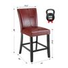 BAXMUY Set of 2 Counter Height Bar Stools, Wine Red Faux Leather with Back, Solid Wood Legs Bar Chairs, 25.6" Seat  Ideal for Kitchen Island or Home Bar view 3