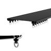 Curtain Double Tracks Ceiling Mount Curtain Rail Ultra Thin Aluminium Curtain Rod for Living Room Bedroom Room Divider 120/170/250/300/480/500cm(Carbonizedcolor:Black,Size:4 FT) view 1