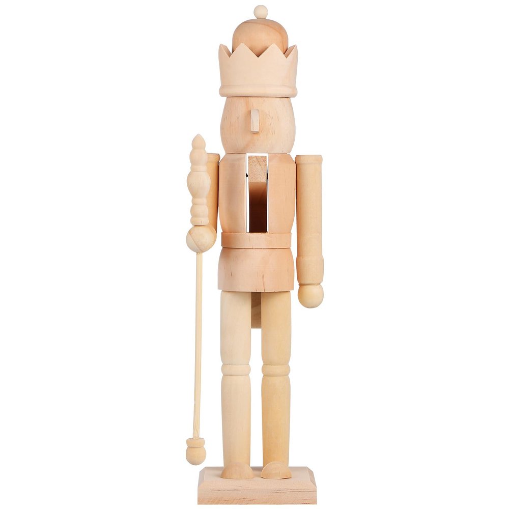 Ciieeo Puppet King Soldier Nutcracker Craft Toys - Unpainted Wooden Nutcracker DIY Kit - Painted or Unfinished