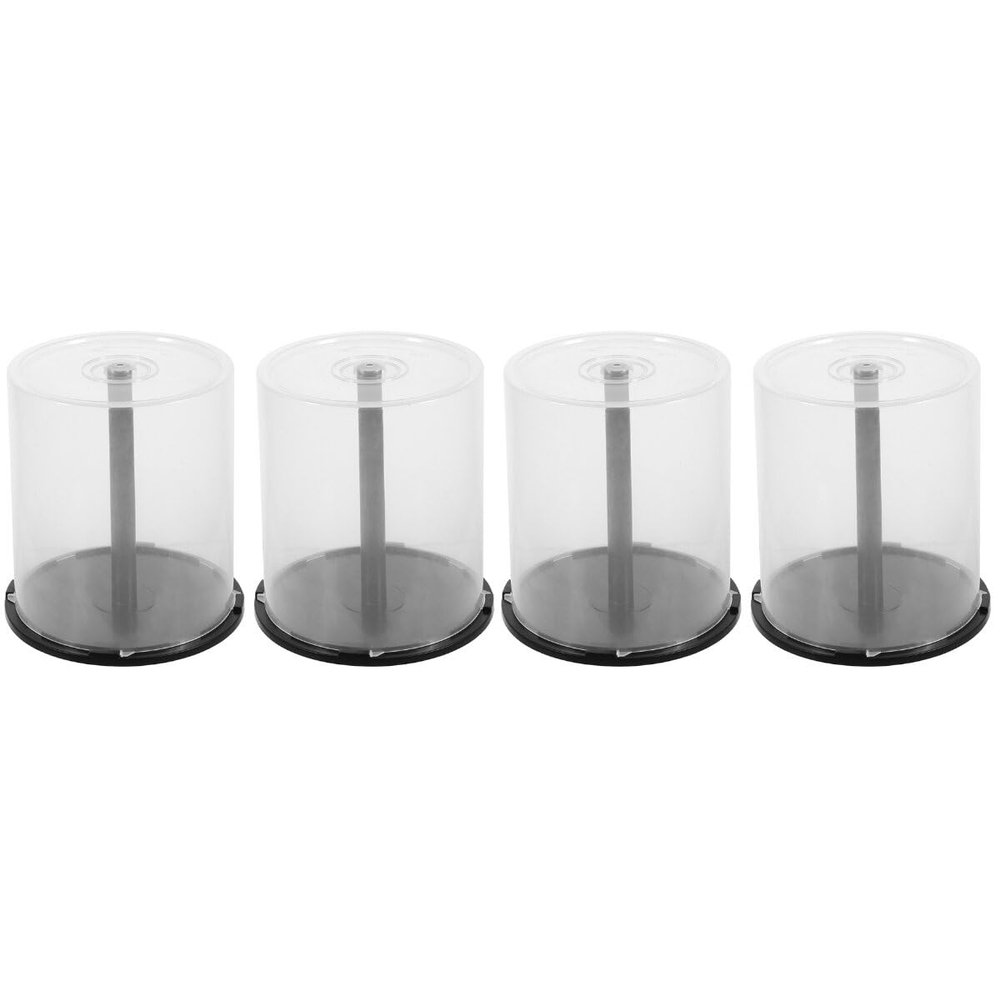 4Pcs CD/DVD Cake Box Spindle: Transparent Plastic CD Storage Holder with 100 Disc Capacity DVD Storage Case for Home Office Bar Collection