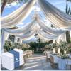 6Panels White Wedding Drapes, 5ftx20ft Wrinkle Free Tent Draping Curtains, Fabric Canopy Ceiling Drapes for Ceremony Birthday Theme Parties with Rod Pocket view 1