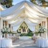 6Panels White Wedding Drapes, 5ftx20ft Wrinkle Free Tent Draping Curtains, Fabric Canopy Ceiling Drapes for Ceremony Birthday Theme Parties with Rod Pocket view 4