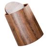 HOLIDYOYO Imitation Wood Grain Swing Lid Garbage Can Waste Bin with Flip Lid for Kitchen Bathroom Office Elegant Household Trash Can for Living Bedroom Multi-Scene Use view 1