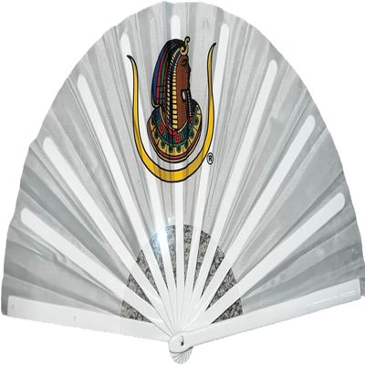 HomeLoft Basics Egyptian Isis Daughter DOI White Handheld Fan, Retractable Accordion Style (9 inches)