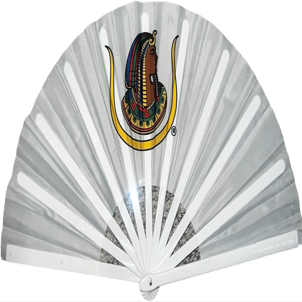 HomeLoft Basics Egyptian Isis Daughter DOI White Handheld Fan, Retractable Accordion Style (9 inches)