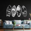 4 Pcs Surfboard Metal Wall Decor, Surf Board Decor for Wall, Metal Surfboard Wall Art, Tropical Wall Art, Beach Wall Art, Palm Tree Wall Art, Wall Art for Living Room (68"x41" | 172x105cm, Silver) view 1