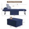 4 in 1 Sleeper Chair, Convertible Sleeper Sofa with Ottoman, Ottoman Bed for Adults, Sofa Bed with Adjustable Backrest for Living Room Apartment Office, Jean Blue view 2