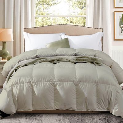 The OutNeT Comforter King Size Duvet Insert, Down Alternative Ultra-Soft 600+ Fill Power, Lightweight Premium Bedding Comforter for All Seasons with 8 Tabs.(Silver,102x90)