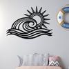 Wita Home Ocean Wave Metal Wall Art, Sun Beach Decor, Coastal Large Wall Sculpture for Home, Indoor/Outdoor Use, Nautical Wall Hanging, Eye-Catching Addition to Living Room (Gold, 48 x 28 inches) view 2