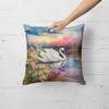 Caroline's Treasures Watercolor Wild Bird Decorative Throw Pillow, 18Hx18W, Swan 3274 view 2