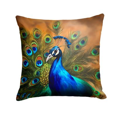 Caroline's Treasures Watercolor Wild Bird Decorative Throw Pillow, 18Hx18W, Peacock 3255