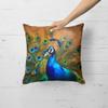 Caroline's Treasures Watercolor Wild Bird Decorative Throw Pillow, 18Hx18W, Peacock 3255 view 2