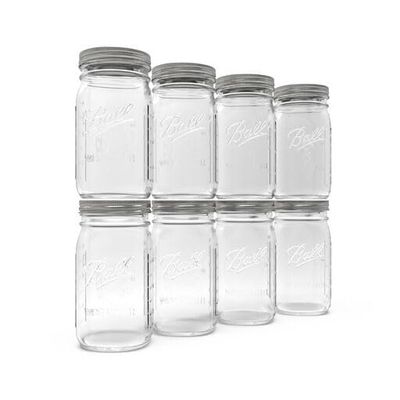 Ball Wide Mouth Glass Mason Jars with Lids and Bands, Used for Canning, Pickling, Juice, Jam, Jelly, Quart Size 32 Ounce (Pack of 8)