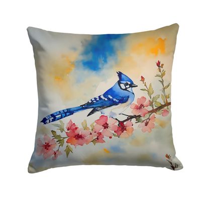 Caroline's Treasures Watercolor Wild Bird Decorative Throw Pillow, 18Hx18W, Blue Jay 3187