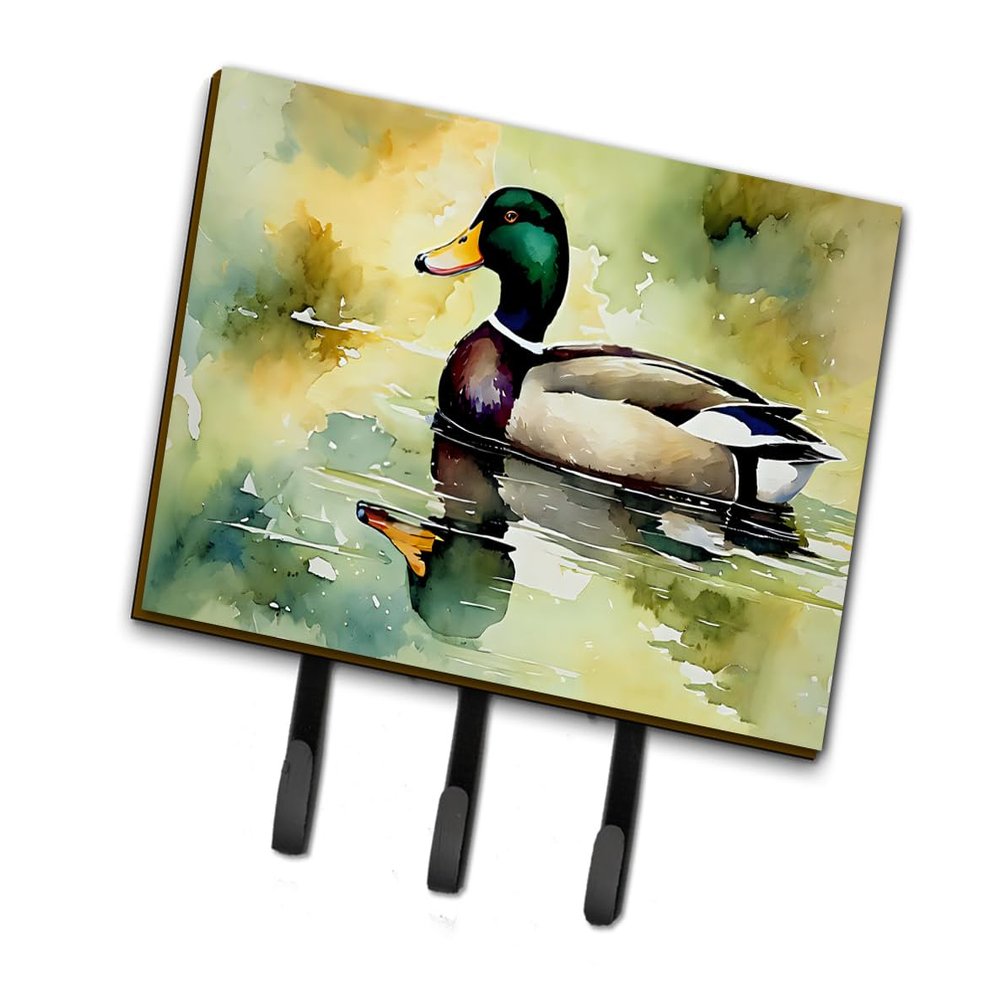 Caroline's Treasures Mallard Leash or Key Holder Wall Hooks, Key Hooks Holder, Coat Rack Wall Mount, Coat Hooks, Hooks for Hanging Keys, Towels, Aprons, Leashes