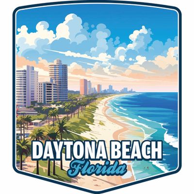Daytona Beach Florida Ocean Shoreline Design Souvenir Decorative Flat Magnet 2-Inch