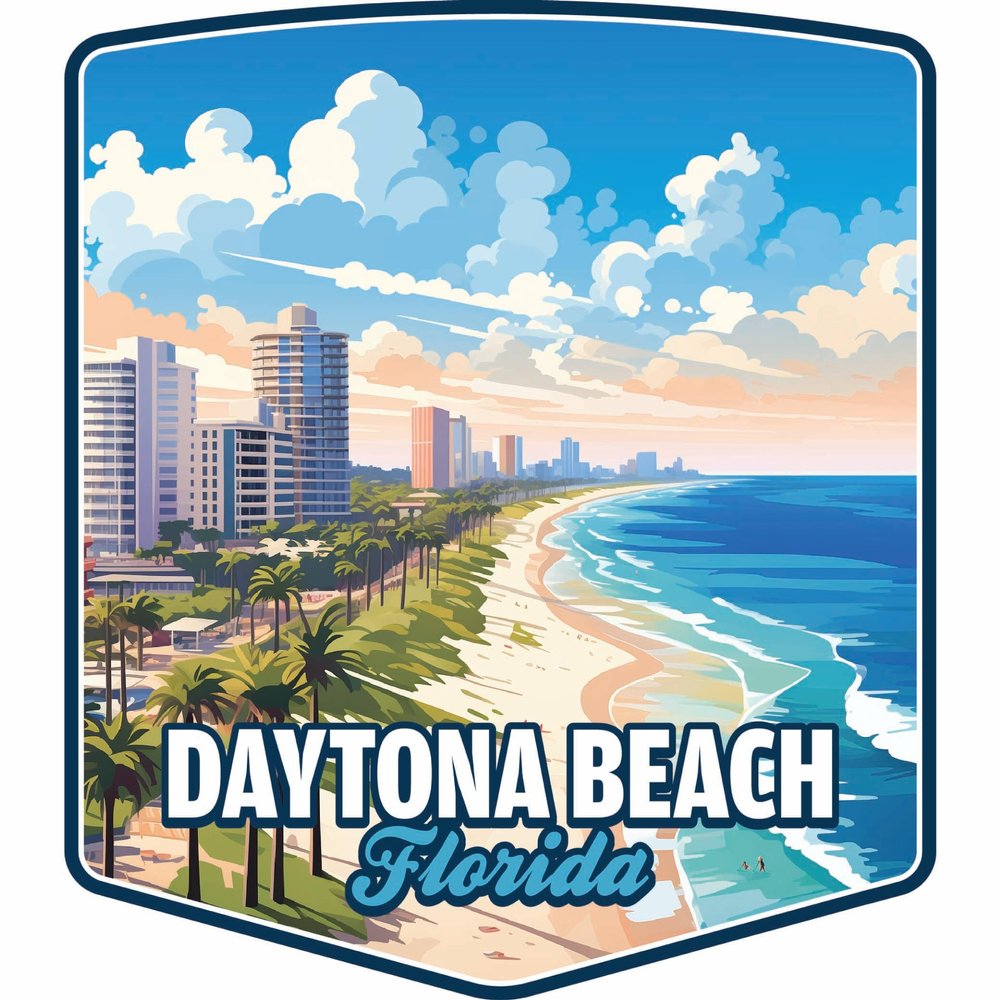 Daytona Beach Florida Ocean Shoreline Design Souvenir Decorative Flat Magnet 2-Inch